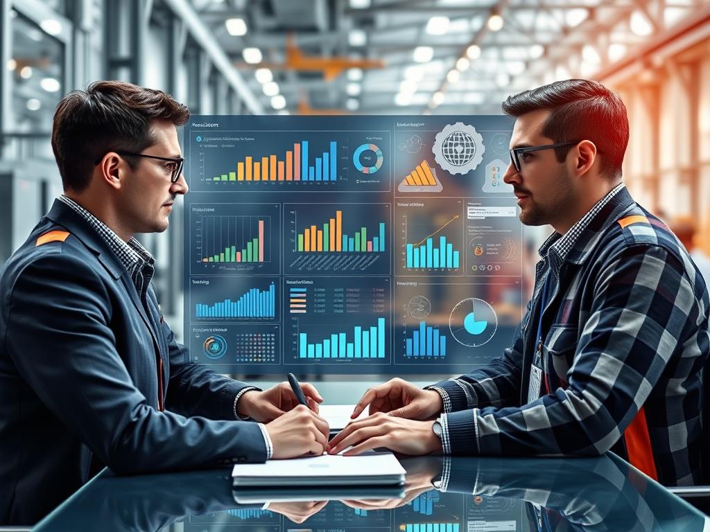 KI-gestützte Entscheidungsunterstützung mit Datenvisualisierung für Industriemanager KI-gestützte Entscheidungsunterstützung mit Datenvisualisierung für Industriemanager
