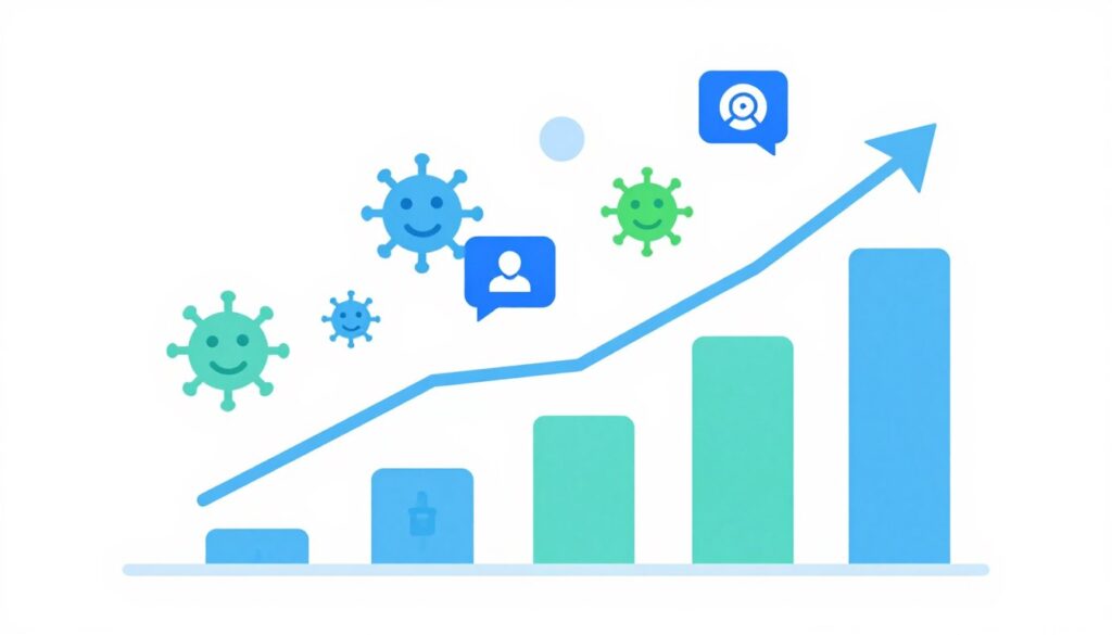 Grafik zeigt steigende Reichweite durch KI-Tools für viralen Content