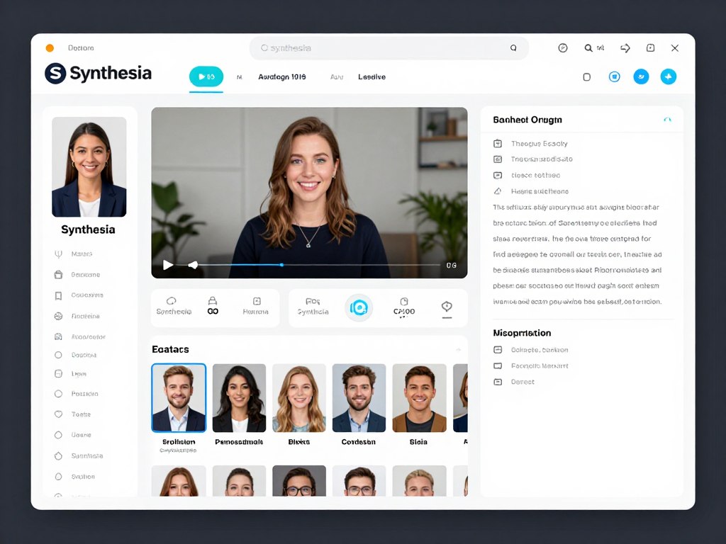 Synthesia Interface mit Avatar-Erstellung und Videobearbeitung