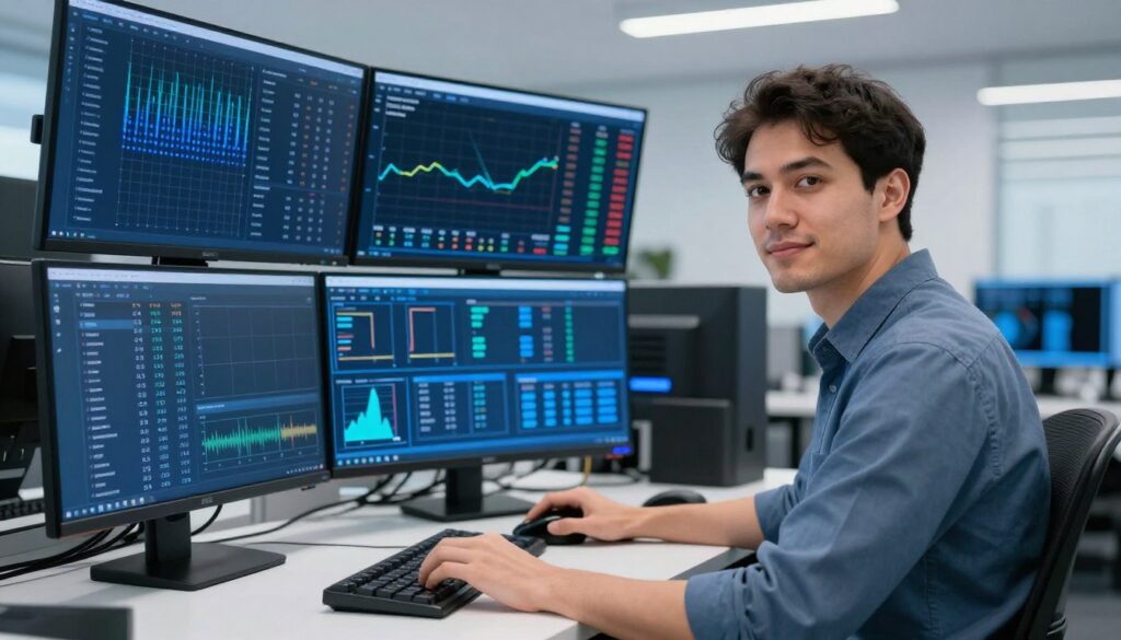 Trader nutzt KI-Tools für Entscheidungsfindung und Risikomanagement