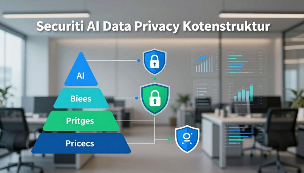A dynamic and visually engaging representation of "Securiti AI Data Privacy Kostenstruktur." In the foreground, display an abstract flowchart or diagram symbolizing pricing tiers and services, with vibrant, geometric shapes in shades of blue and green. In the middle ground, include stylized icons representing data privacy, such as locks and shield symbols, interspersed with visual elements like graphs and charts showing cost analysis. The background should be a sleek, modern office environment with soft, diffused lighting, suggesting professionalism and technological sophistication. Use a slight depth of field to keep the focus on the flowchart while softly blurring the office setting. Convey an atmosphere of trustworthiness and innovation in data privacy solutions.