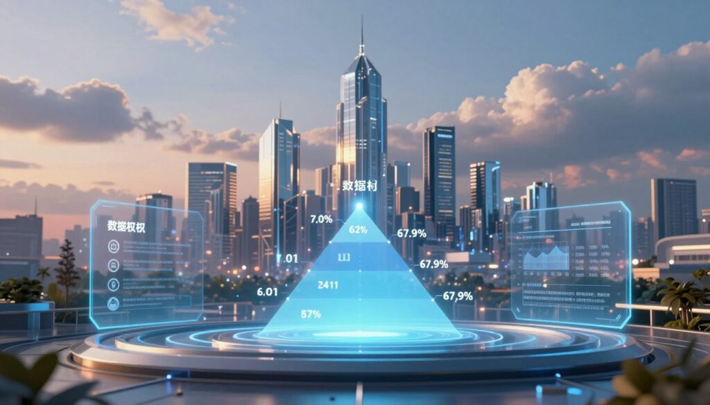 A futuristic digital landscape depicting pricing models for data management, inspired by technology and innovation. In the foreground, a sleek, modern interface with graphs and charts visualizing pricing tiers for data rights and permissions. The middle ground features abstract representations of data flow and consent icons, subtly illuminated by soft, bluish light. In the background, a city skyline made of crystalline structures that reflect technological advancements, under a twilight sky filled with ethereal clouds. The overall atmosphere conveys a sense of clarity and professionalism, emphasizing innovation in managing data rights. The image should capture a sense of trust and security, with warm lighting contrasting against cooler tones to create depth. A futuristic digital landscape depicting pricing models for data management, inspired by technology and innovation. In the foreground, a sleek, modern interface with graphs and charts visualizing pricing tiers for data rights and permissions. The middle ground features abstract representations of data flow and consent icons, subtly illuminated by soft, bluish light. In the background, a city skyline made of crystalline structures that reflect technological advancements, under a twilight sky filled with ethereal clouds. The overall atmosphere conveys a sense of clarity and professionalism, emphasizing innovation in managing data rights. The image should capture a sense of trust and security, with warm lighting contrasting against cooler tones to create depth.